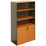 YS DESIGN OXLEY HALF DOOR STATIONERY CUPBOARD 900 X 450 X 1800MM BEECHIRONSTONE