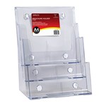 DEFLECTO 77301 STANDARD BROCHURE HOLDER THREE TIER A4 CLEAR