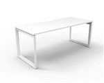 RAPID INFINITY DELUXE 1 PERSON LOOP LEG SINGLE SIDED WORKSTATION 1500 X 750 X 730MM NATURAL WHITE TOP  WHITE FRAME